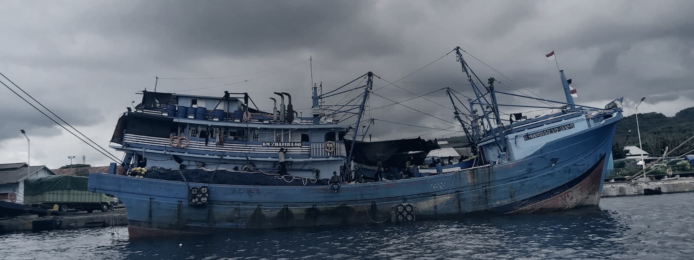 KM Zafira in the Bali Strait fishing grounds.